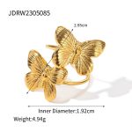 Anillo Mariposas Regulable Dorado – Waterproof en Acero Inoxidable - Imagen 3